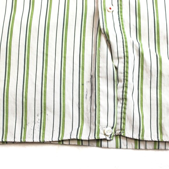 Isaia Striped Cotton Button Up Mens Size 44 Neck 17.5 - Picture 8 of 8